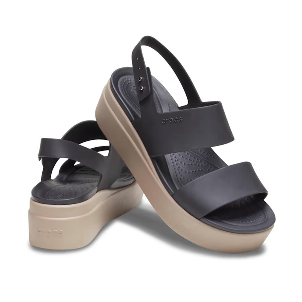 *NWT* Crocs Brooklyn Low Wedge Black/Mushroom